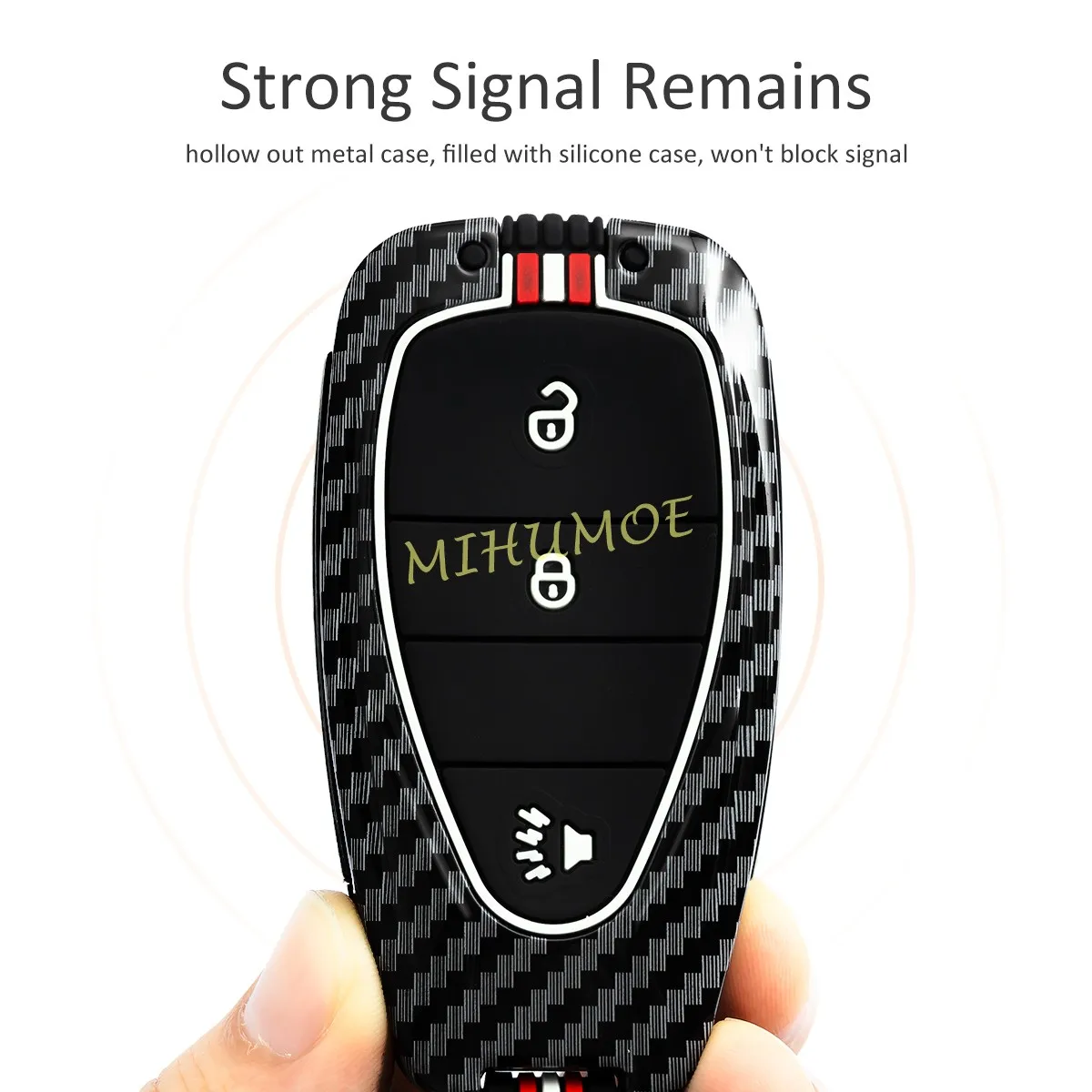 Carbon Fiber Look Car Remote Key Fob Case Cover Shell For CHEVROLET Camaro Malibu Blazer Bolt EV Traverse 2 3 4 5 Buttons view 4