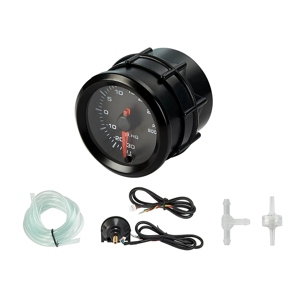 

Turbo Boost Vacuum Gauge Kit, 7 Color 30 Psi 12V Auto Turbo Boost Meter Gauge with Black Dial for Car Truck,2-1/16