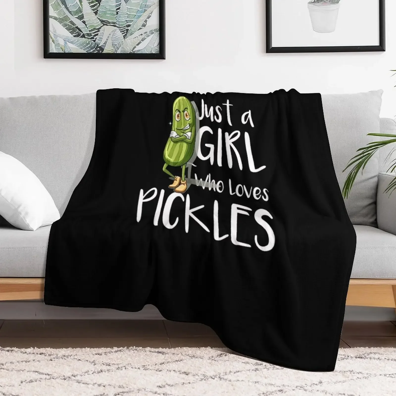 Just a Girl Who Loves Pickles T-Shirt, Funny Pickle Shirts, Cute Pickle Tee, Pickle Lover Gift TShirt, Birthday, G Throw Blanket