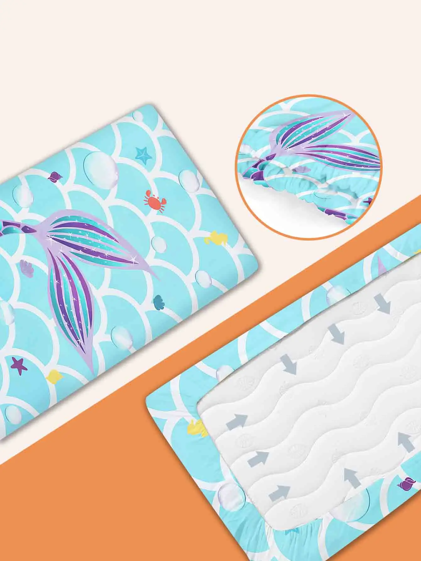 حورية البحر الأميرة مريح 100٪ بوليستر المجهزة ورقة طقم سرير غرفة نوم ديكور المنزل مناسبة للأطفال والكبار