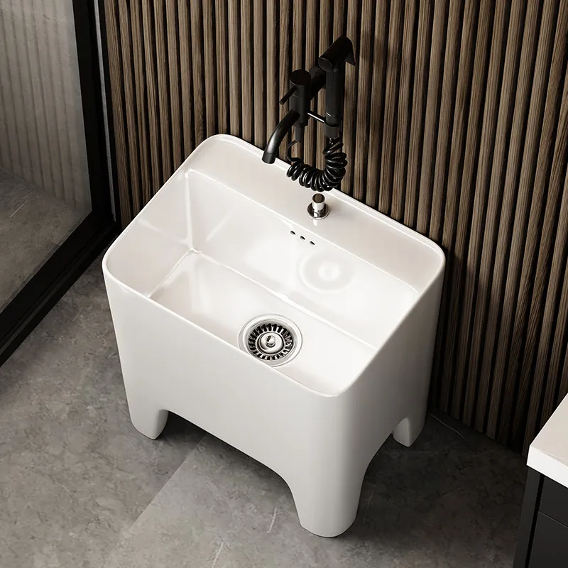 Household balcony heightened 60CM wash mop pool ceramic bathroom high foot deepened mop pool