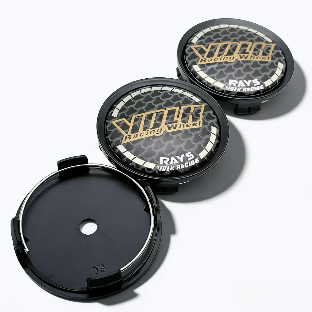 4 Stück VLOK Racing Logo Abzeichen Auto Radnabenkappen 75 mm 70 mm Räder Nabenkappe RAYS Emblem Felgen Radkappen Abdeckung Ersetzen Autozubehör