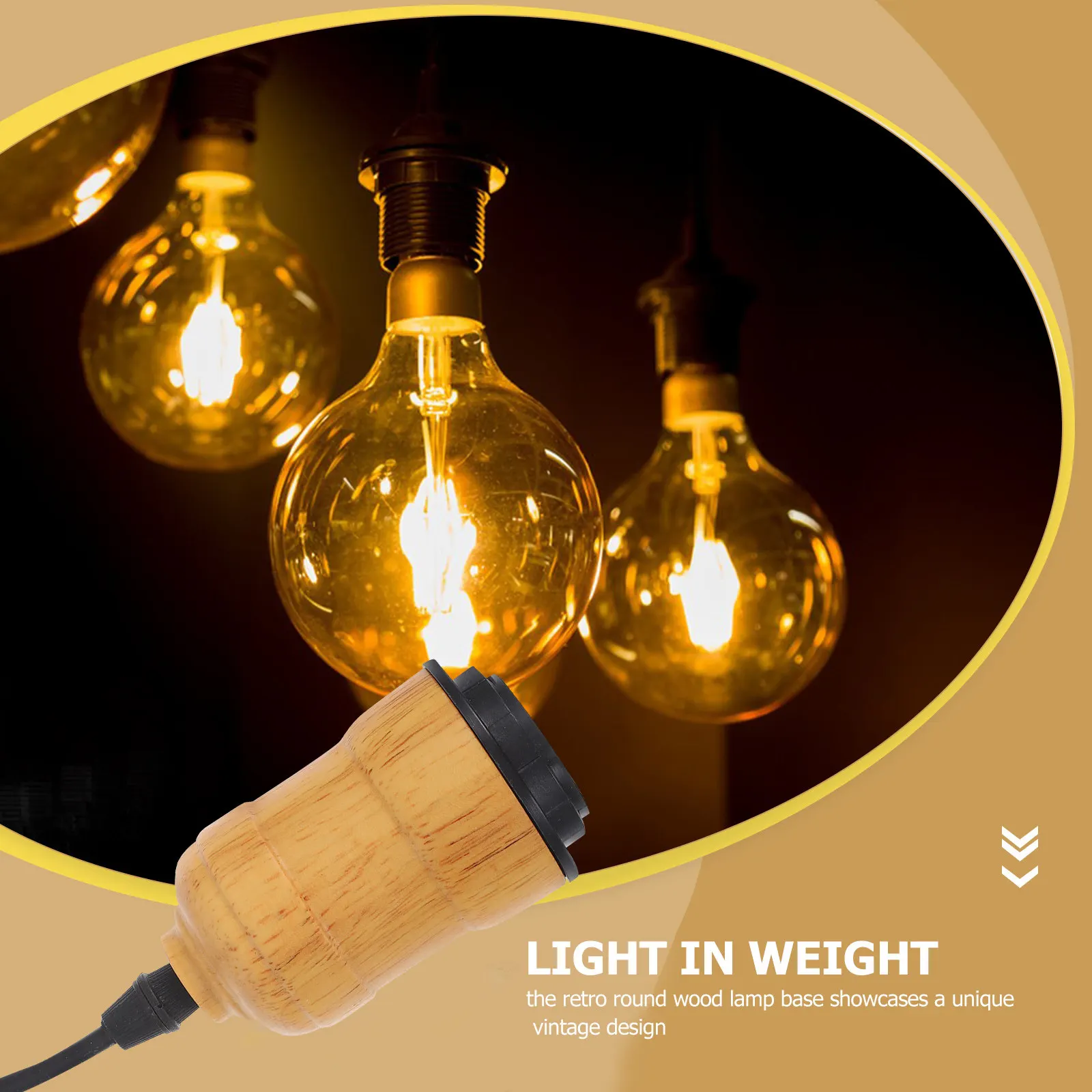 

Retro Round Wood Pendant Light Fixture E27 Socket Adjustable Hanging Lamp for Kitchen Island Dining Room Living Room Bedroom