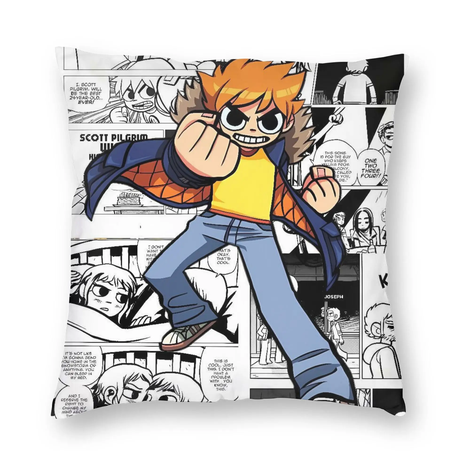 Scott Pilgrim Comic Jump Pillow Case  Kawaii Pillow Cover Soft Pillowcases For Sofa Car Home Decor