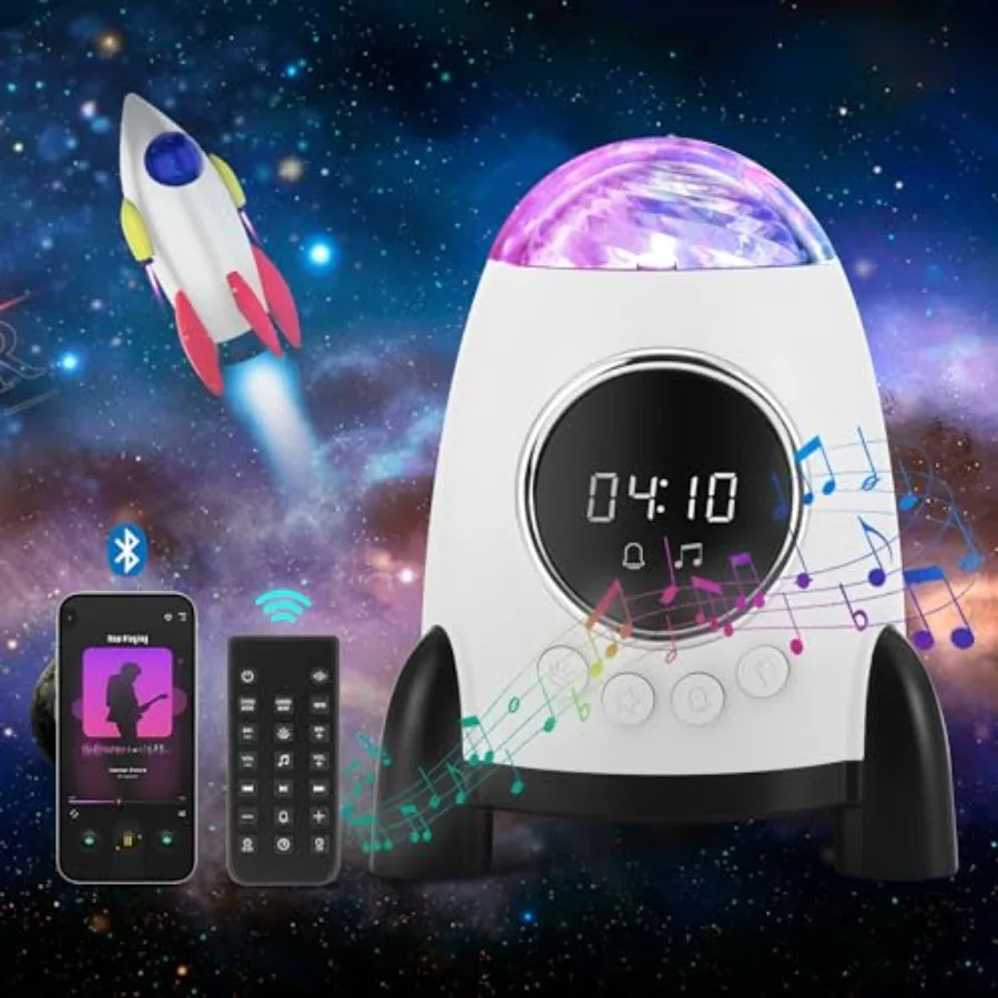 

Проектор звездного неба с будильником Rocket Galaxy для спальни, Bluetooth-колонка и генератор белого шума Aurora