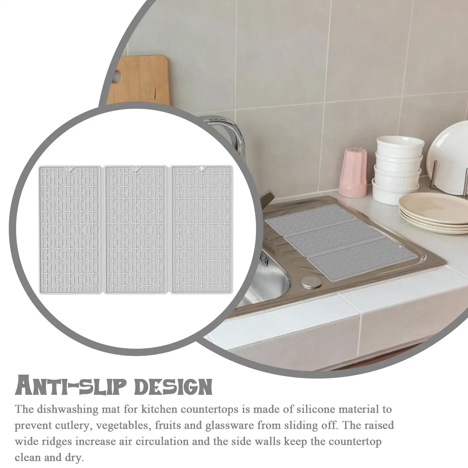 

Dish Drying Pad Silicone Foldable Pad Easy Clean Kitchen Dish Drying Mat For Home Countertop Bathroom Sink Bar Refrigerator Mugs