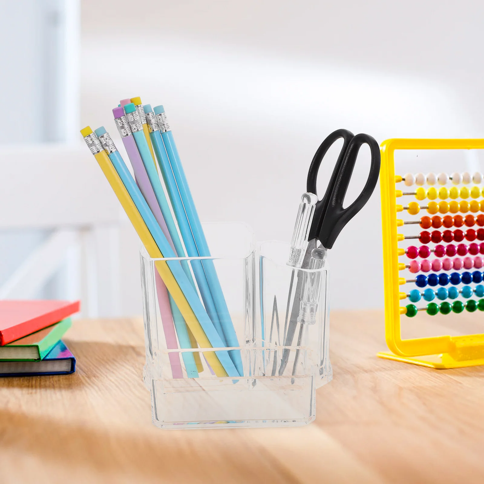 

Acrylic Pen Desktop Organizer Cosmetics Holder Pencil Storage Makeup Brush Container Holder Office Stationery