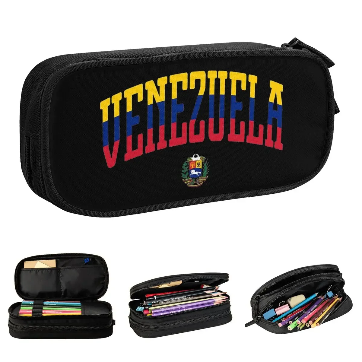 

New Venezuela Coat Of Arms Pencil Case Venezuelan Pencilcases Pen Box for Student Large Storage Bag School Supplies Accessories