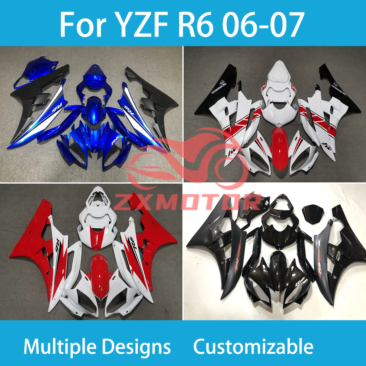 Motorcycle Fairing Kit for Yamaha YZF R6 2006 2007 ABS Injection Plastic Full Body Racing Bike Cowling Fairings R 6 06 07