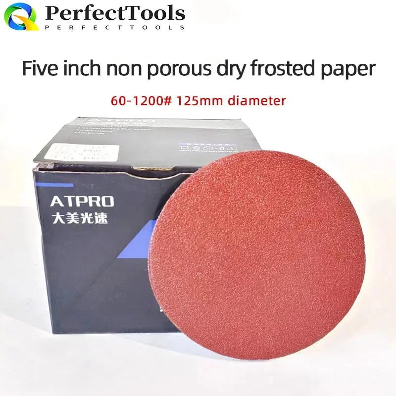 قرص صنفرة 5 بوصة أحمر بدون ثقوب بخطاف وحلقة ورق صنفرة 60-1200 حصى ورق رمل جاف لآلة الصنفرة المدارية، تلميع المعادن الخشبية