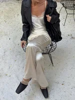 New Fashion Satin Silk Wide Leg Dress Pants for Women Low Rise Baggy Pants Y2K Holiday Party Long Flowy Trousers - Image 2