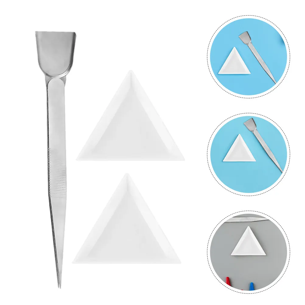 

1Set Triangle Bead Sorting Trays with Stainless Steel Tweezers Bead Scoop Jewelry Making Supplies Craft Rhinestone Organizer