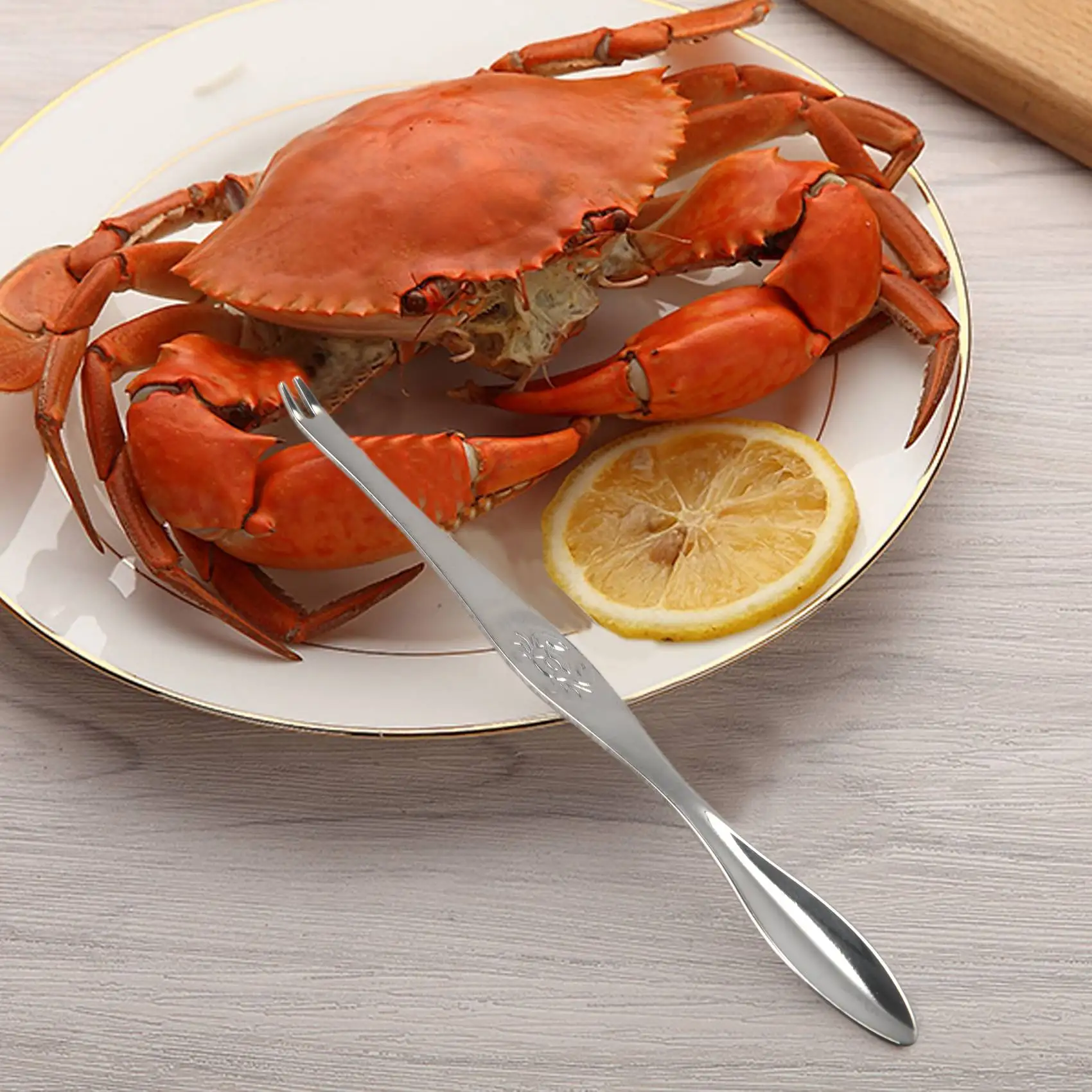 Seafood Tool Crab Crackers Picks Spoons Stainless Steel Crab Peel Shrimp Tool Lobster Clamp Pliers Clip Pick - 5Pcs