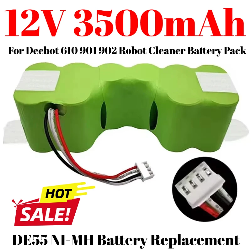 New NI-MH Battery Replacement 12V DE55 for Ecovacs Deebot DE5G DD35 DG710 DM88 for Deebot 610 901 902 Robot Cleaner Battery Pack