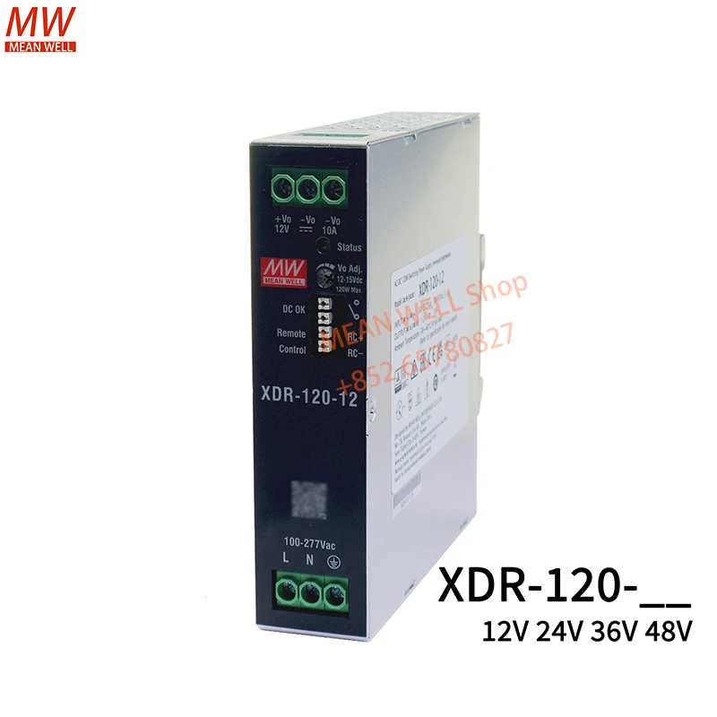 MEAN WELL 120W AC/DC High-End Economical Ultra SlimIndustrial DIN Rail Power XDR-120-12 XDR-120E-12 XDR-120E-24 XDR-120E-36 48