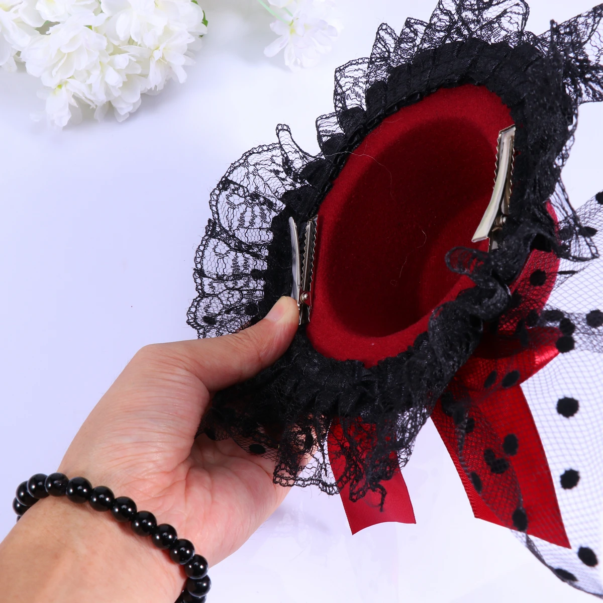 Bowknot كليب الشاش تصميم دبوس الشعر لأداء حفل زفاف قبعة دبابيس الشعر اكسسوارات النبيذ الأحمر