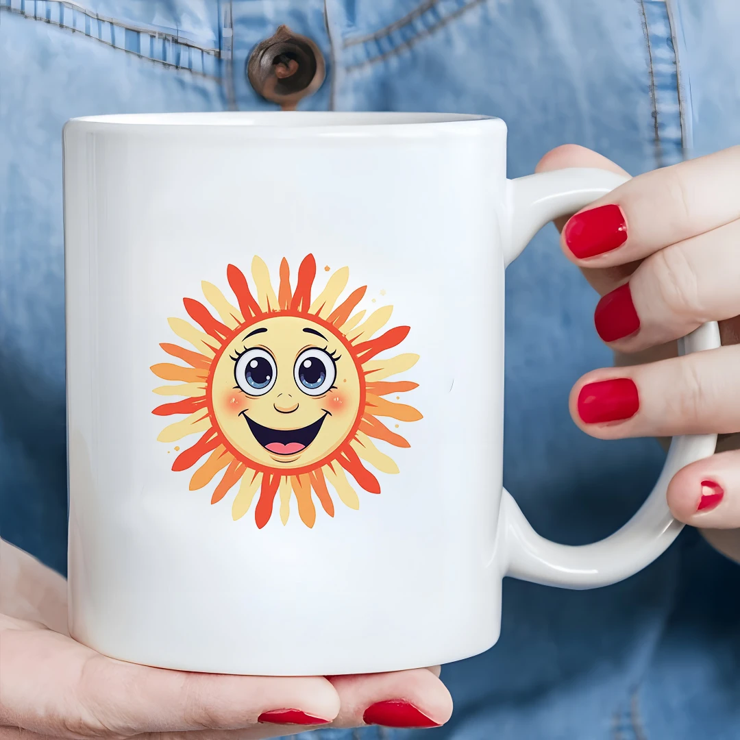 

11oz cartoon sun smile mug kids drink cup Christmas family office gift