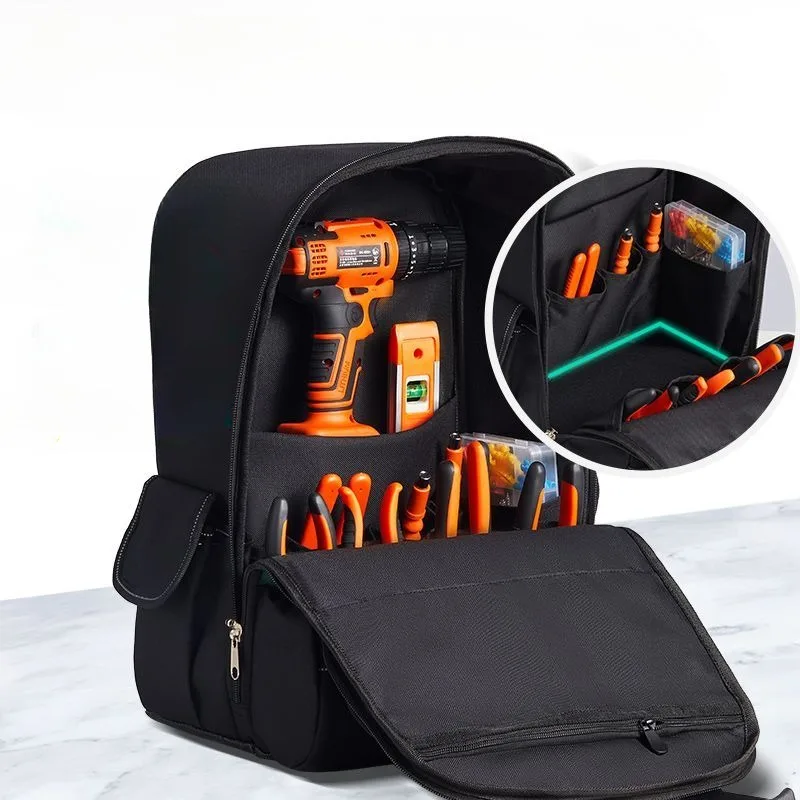 Oxford Cloth Shoulders Tool Bag Backpack Multi-functional Electrician Large Capacity Hardware Tool Storage Bag Wear-resistant