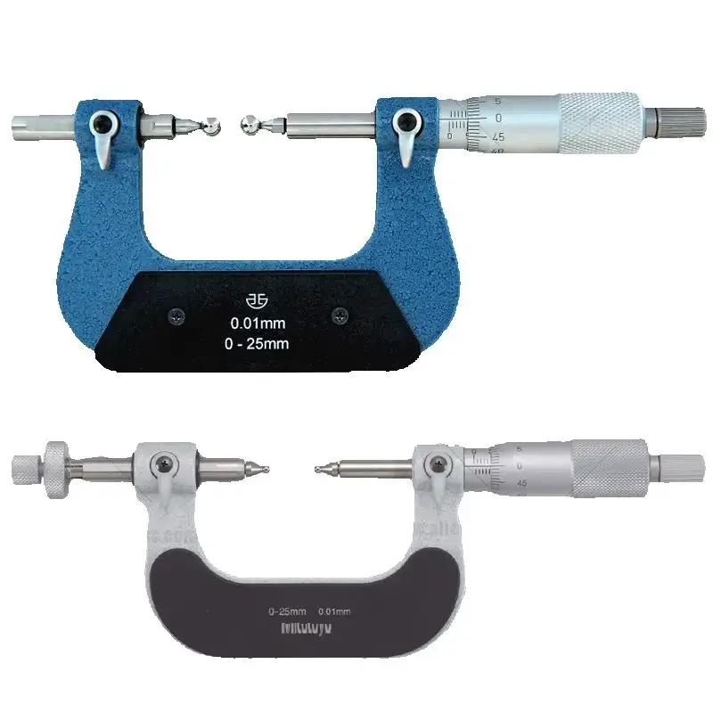 Xibei Gear Tooth Micrometers 124-173 0-25mm 25-50mm 207SERIES Interchangeable Ball Anvil/Spindle Tip Type Modulus Micrometer