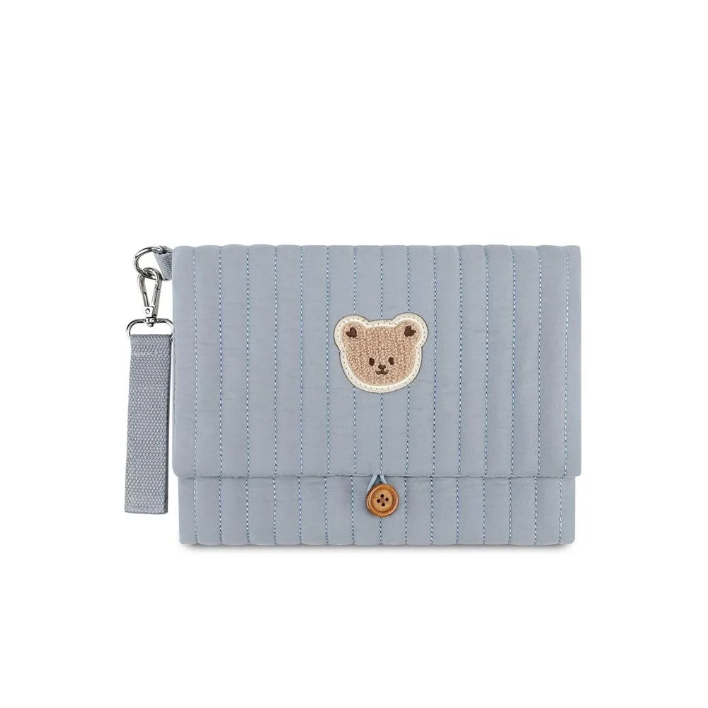 

Cute Baby Hanging Diaper Bag Multi-Compartment Cotton Foldable Storage Pouch Cartoon Bear Detachable Strap