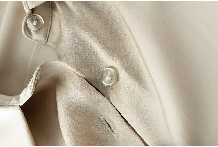 Jedwabna koszula damska wiosna styl biurowy prosta koszula z jedwabiu morwowego z długim rękawem jednokolorowy sweter z kwadratowym kołnierzem luźny