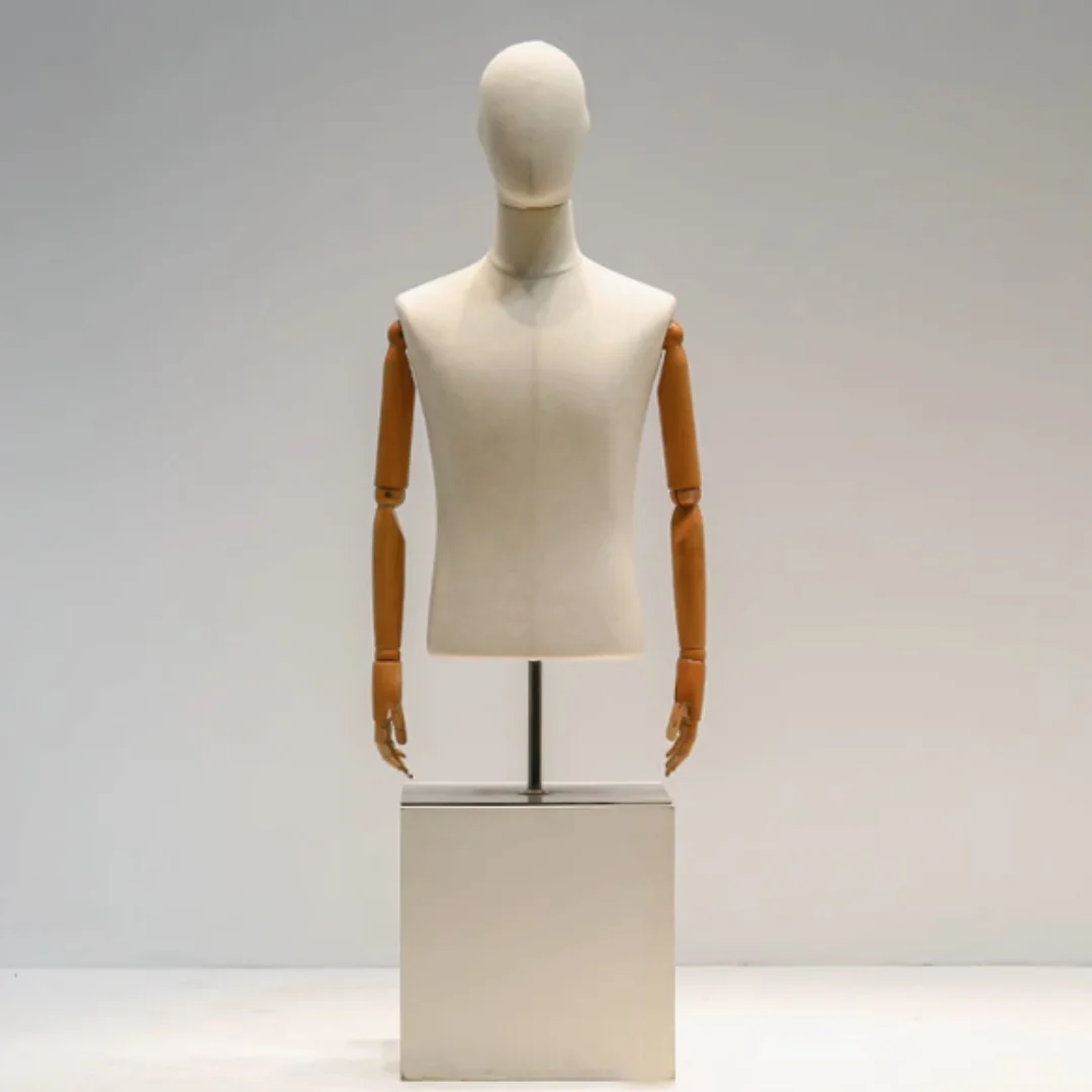 Male Manekin Body  Half Body Human Platform Torso Display Desktop Stand, Clothing Store Model Props, Men's Clothing Showcase
