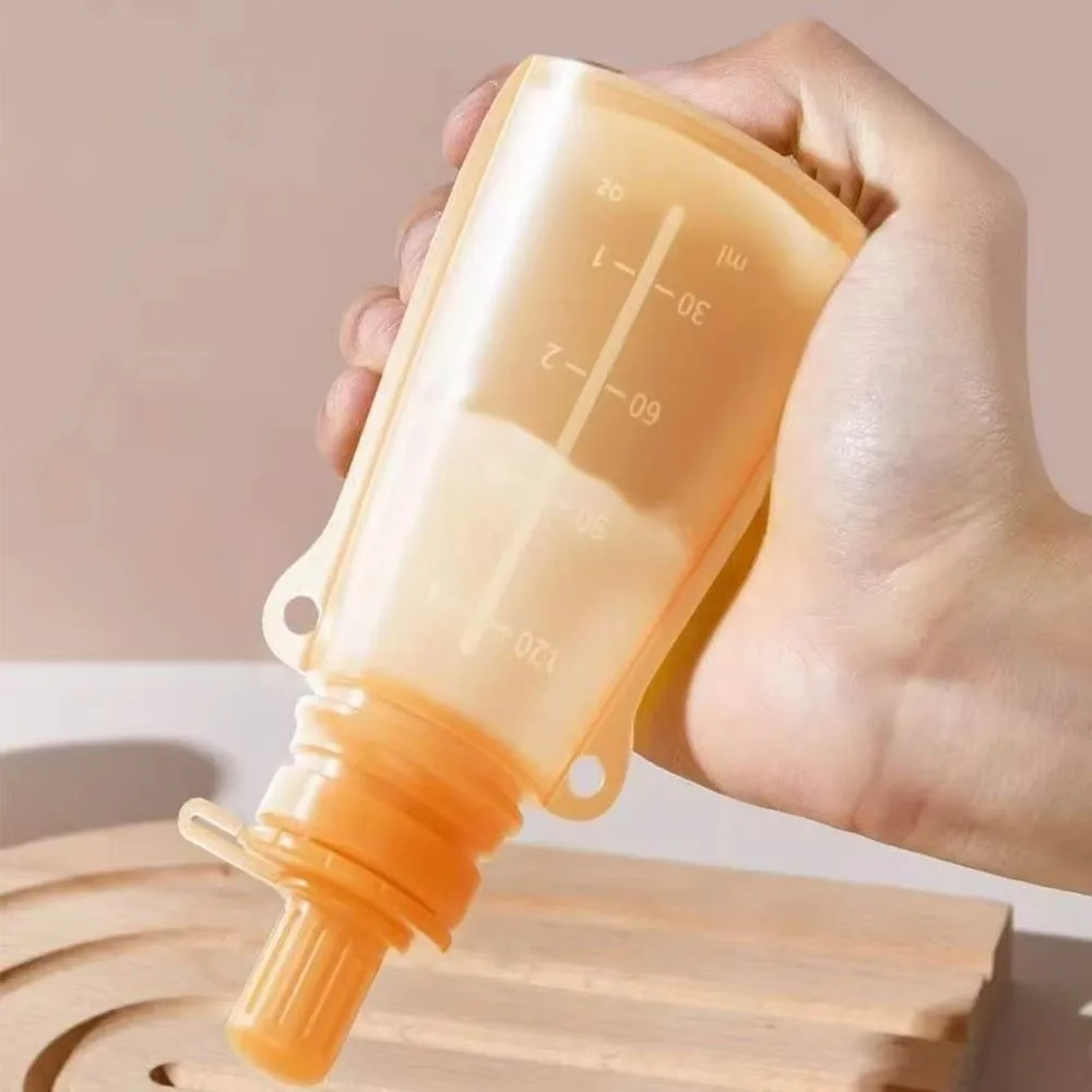 BPA Free Baby Food Pouch Leak-proof Sealing Reusable Silicone Milk Storage Bag Refillable Design Food Grade Silicone
