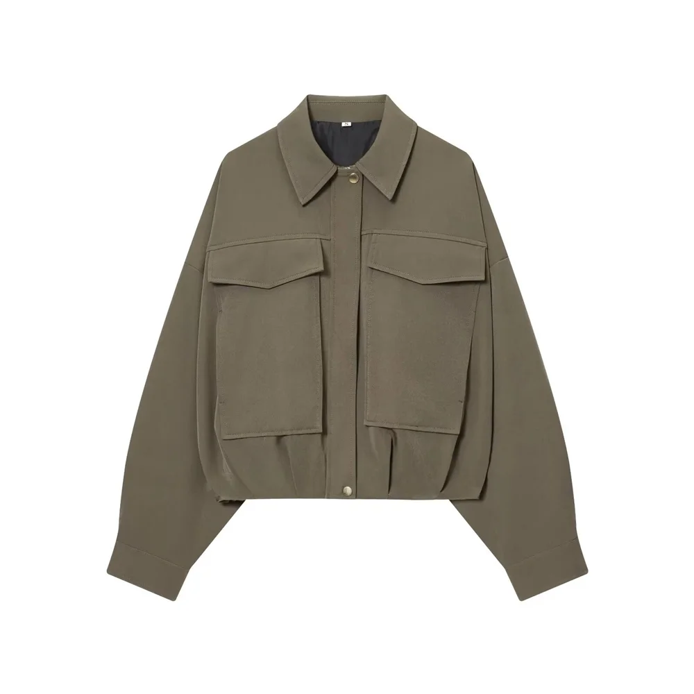 

Winter New Product Women's Fashion Casual Style Flip Collar Long Sleeve Folded Bottom Pilot Jacket Coat