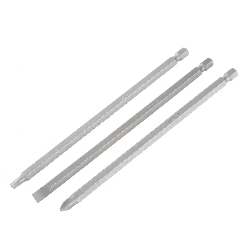 3 Piece 6 Inch Screwdriver Bit Set Phillips Slotted Star , Steel Material, New Condition