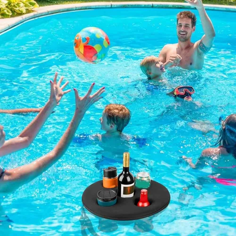 Floating Pool Cup Holder Pool Drink Float with 5 Holes Floating Tray for Pool Parties Beach Spa Hot Tub Floating Tool