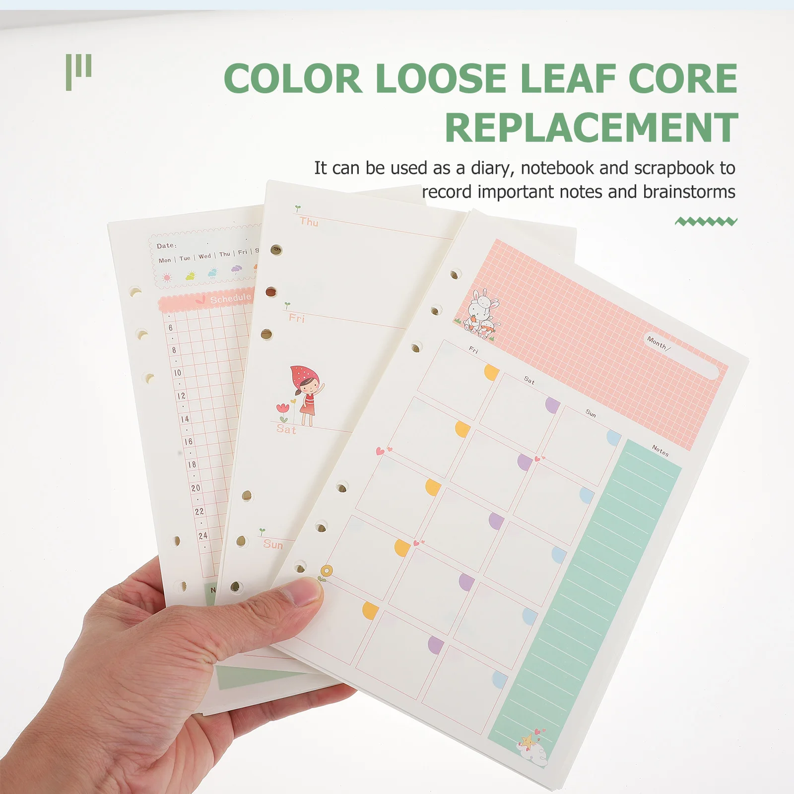 3 قطعة أوراق إعادة تعبئة أوراق فضفاضة سميكة السلس الكتابة لا تنزف الحبر مثالية لمذكرات دفتر مخطط مكتب المدرسة استخدام ستة ثقوب