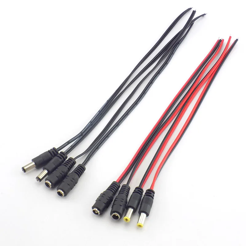 12V DC Power Supply Jack Male Female Plug Connector Wire Adapter Cable for CCTV Camera LED Strip Light 5.5mm *2.1mm Plugs