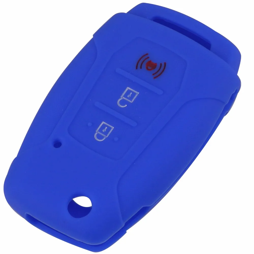 jingyuqin Silicone Flip Car Key Case Cover Holder For Ssangyong 2015 2016 Tivoli Rexton Korando C 3 Button FOB Key