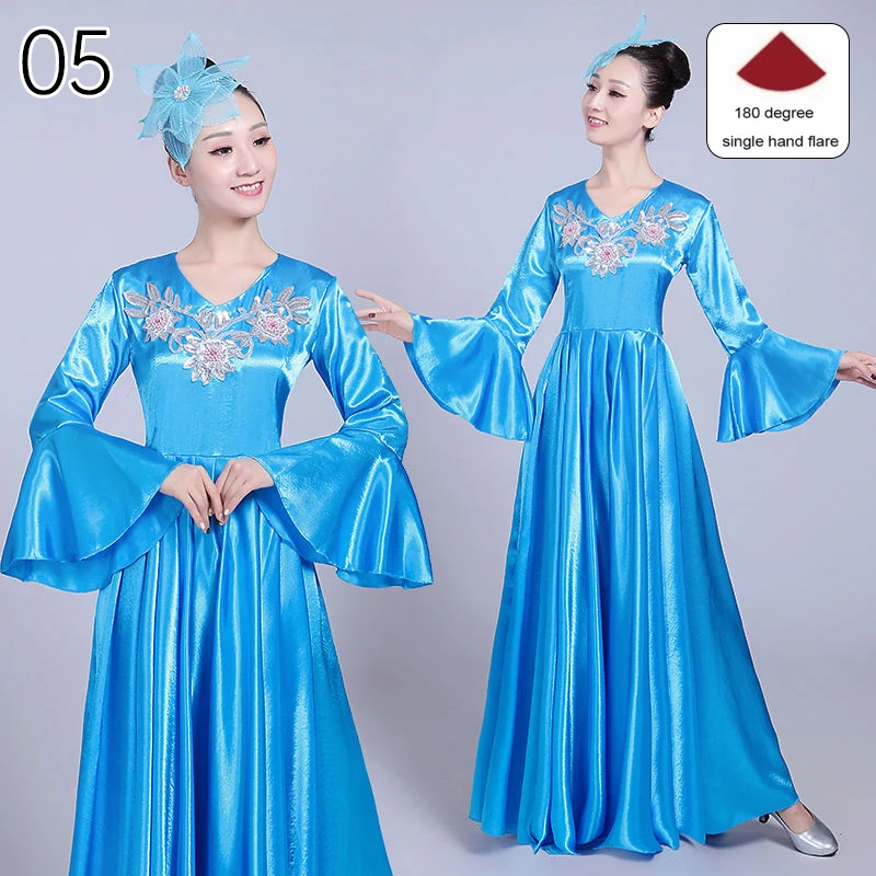 Vestido de dança flamenco espanhol de 180 graus, vestido feminino para prática de salão, abertura de dança étnica, traje de performance de dança nacional