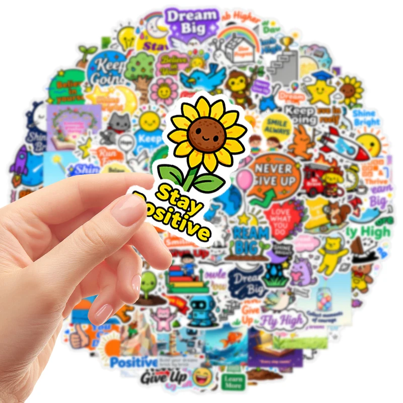 100 قطعة من ملصقات تحفيزية على شكل حيوانات لطيفة من الفينيل مقاومة للماء، شارات تأكيد إيجابية ملهمة لمجلة زجاجة المياه #1