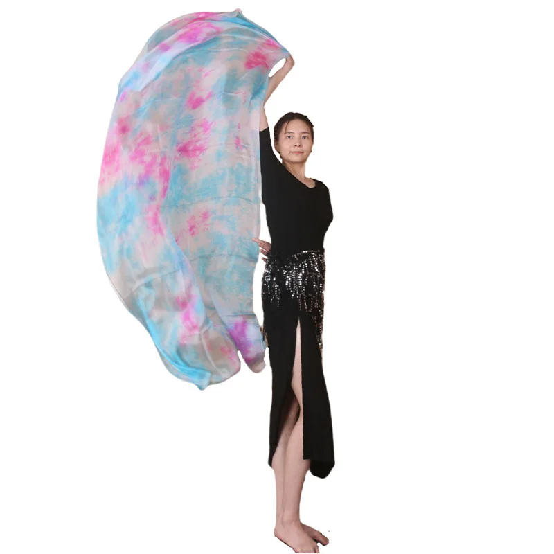 Seidenschleier Bauchtanzschal Farbverlauf Seidenschals für Damen Handgewebter Schal Farbverlauf 200cm 250cm 270cm Tanzaufführung – Detail 7