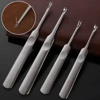 4pcs U+V Shaped Leather Stitching Skiving Handmade Groover Punching Tool Kit Leathercraft Hole Puncher Edge Beveler Tool Kit