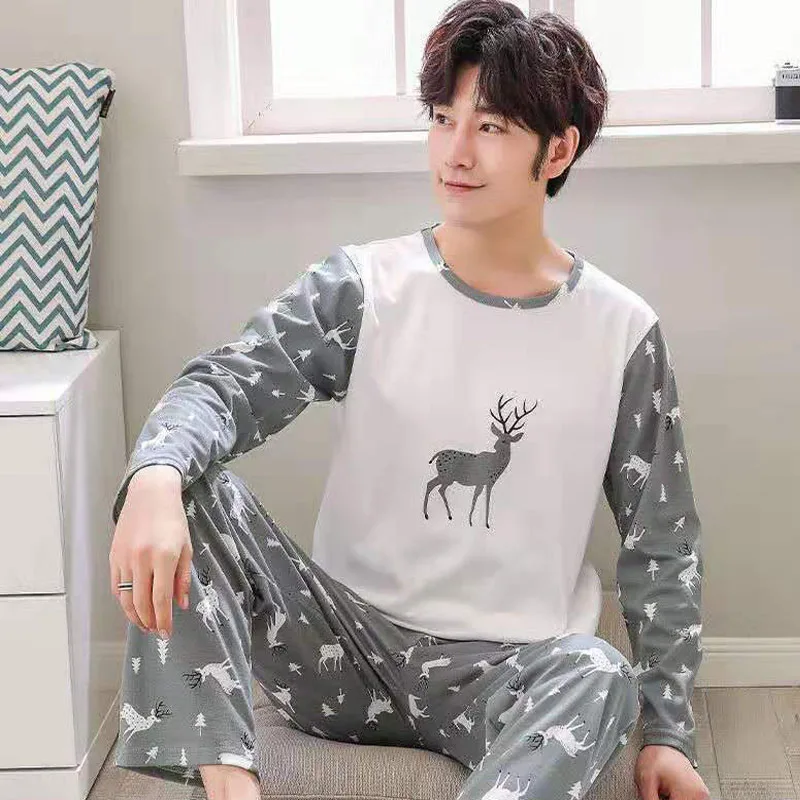 2024 New 2 Piece Men\'s Pajama Sets Home Rest Soft Long Sleeve Homewear Sets Party Pajamas Men\'s Casual Homewear