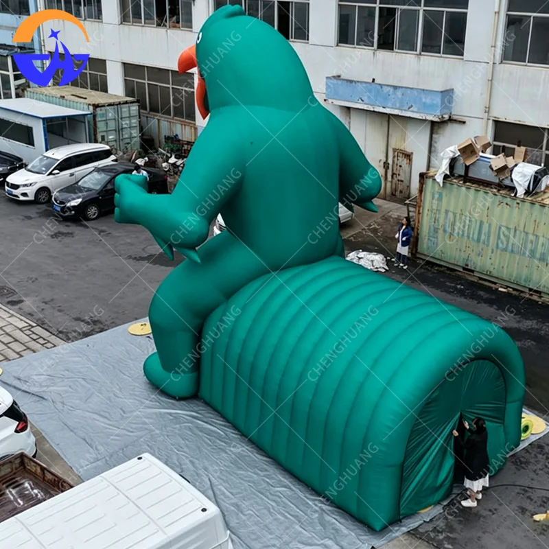 Giant Green Inflatable Worm Dinosaur Monster Tunnel Entrance tent Model for Playground and Theme Park Advertising Inflatable