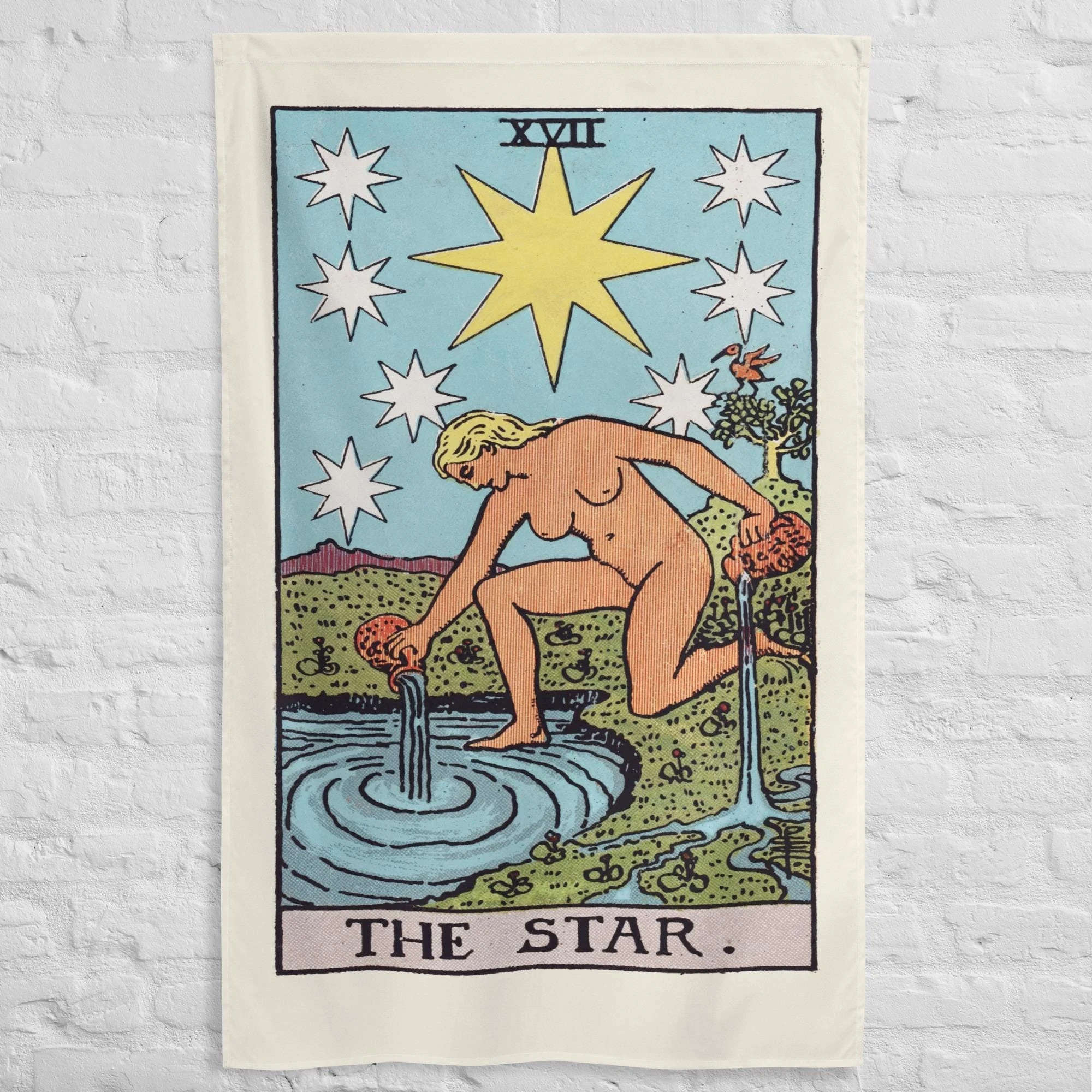 Tapiz con diseño de la carta de tarot The Star, arte místico del mazo Rider Waite, decoración mística para colgar en la pared, para dormitorio, sala de estar, decoración de adivinación