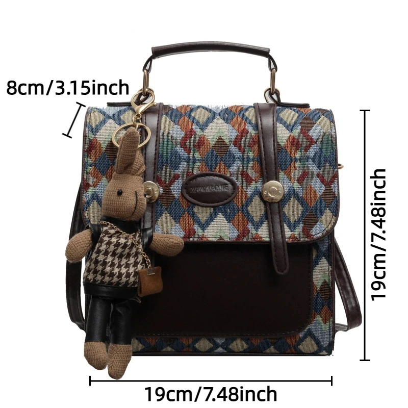 Luxury Vintage British-Style Backpack Diamond-Quilted Fashion PU Leather School Bag Versatile Travel Commuter Casual Backpack
