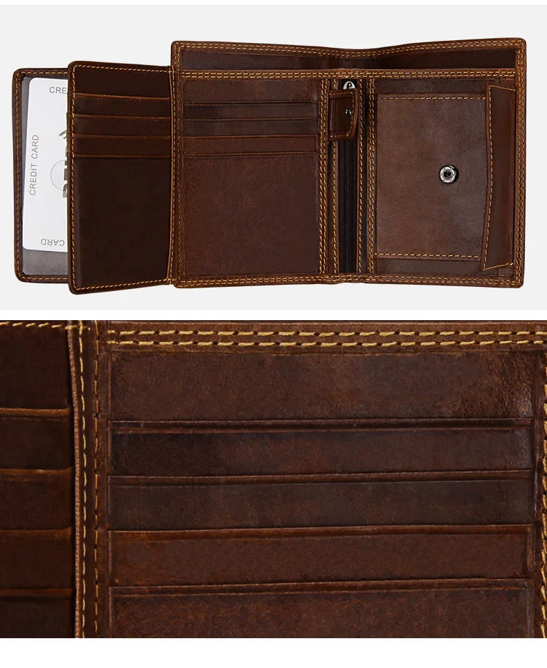 Name Angepasst Männer RFID Brieftaschen Hohe Qualität Echtes Leder Retro Männlichen Münzfach Karte Halter Geld Tasche Männer Geldbörsen Für Geschenk – Detail 11