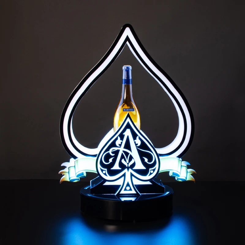 

New spade A champagne foreign wine luminous LED creative colorful custom base bar wine holder
