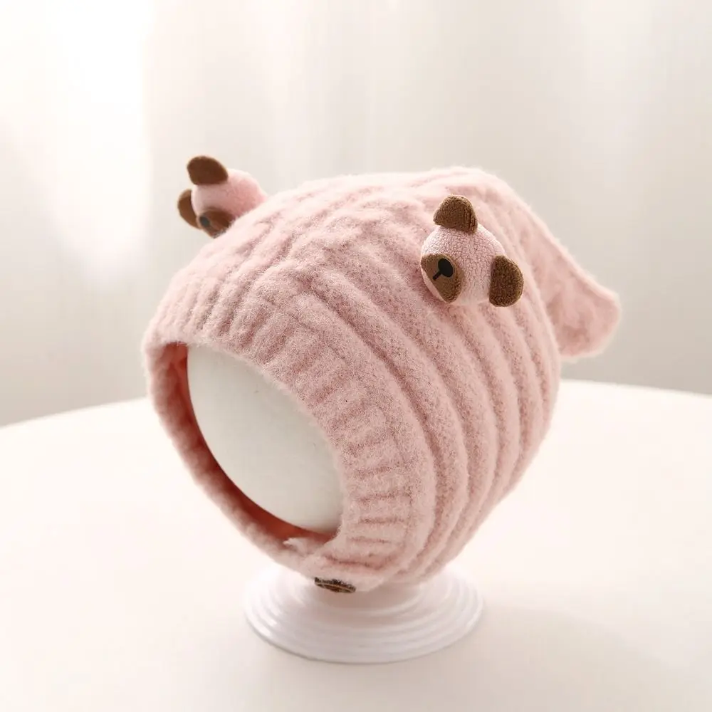 

Fashion Warm Baby Knitted Hat Wool Thicken Children Pullover Cap Soft Ear Protection Kids Earmuffs Cap Boys