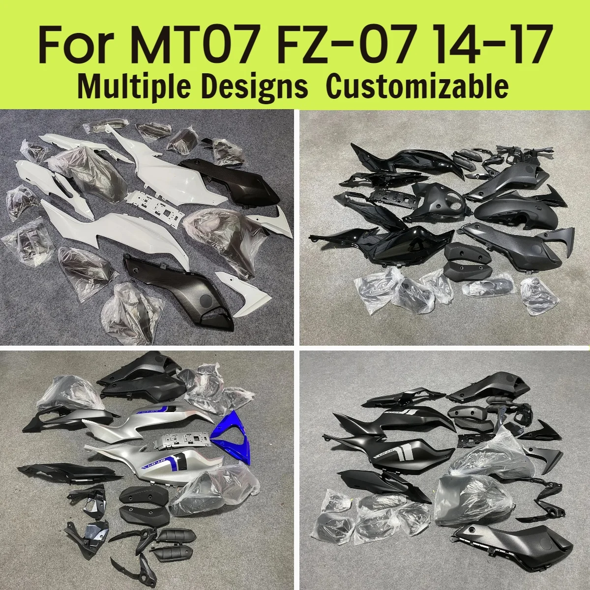 

Комплект обтекателей для мотоциклов Yamaha MT07 FZ07 2014-2017, запчасти, литые обтекатели, кузовные детали MT-07 FZ-07 14-17