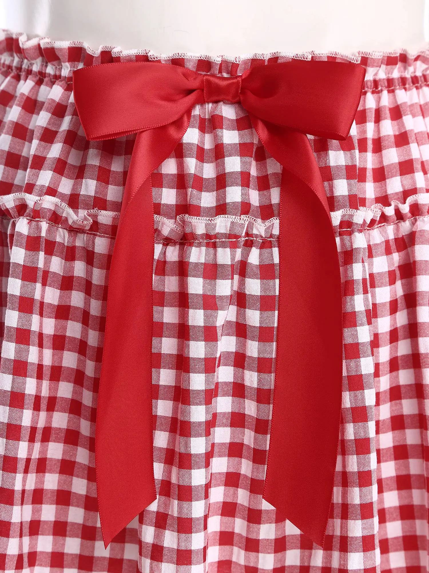 ผู้หญิงหวาน Bowknot กระโปรงลายสก๊อตปาร์ตี้เต้นรําเครื่องแต่งกาย y2k เอวยางยืดสีบล็อก Ruffled กระโปรงสําหรับปาร์ตี้คอสเพลย์คลับ