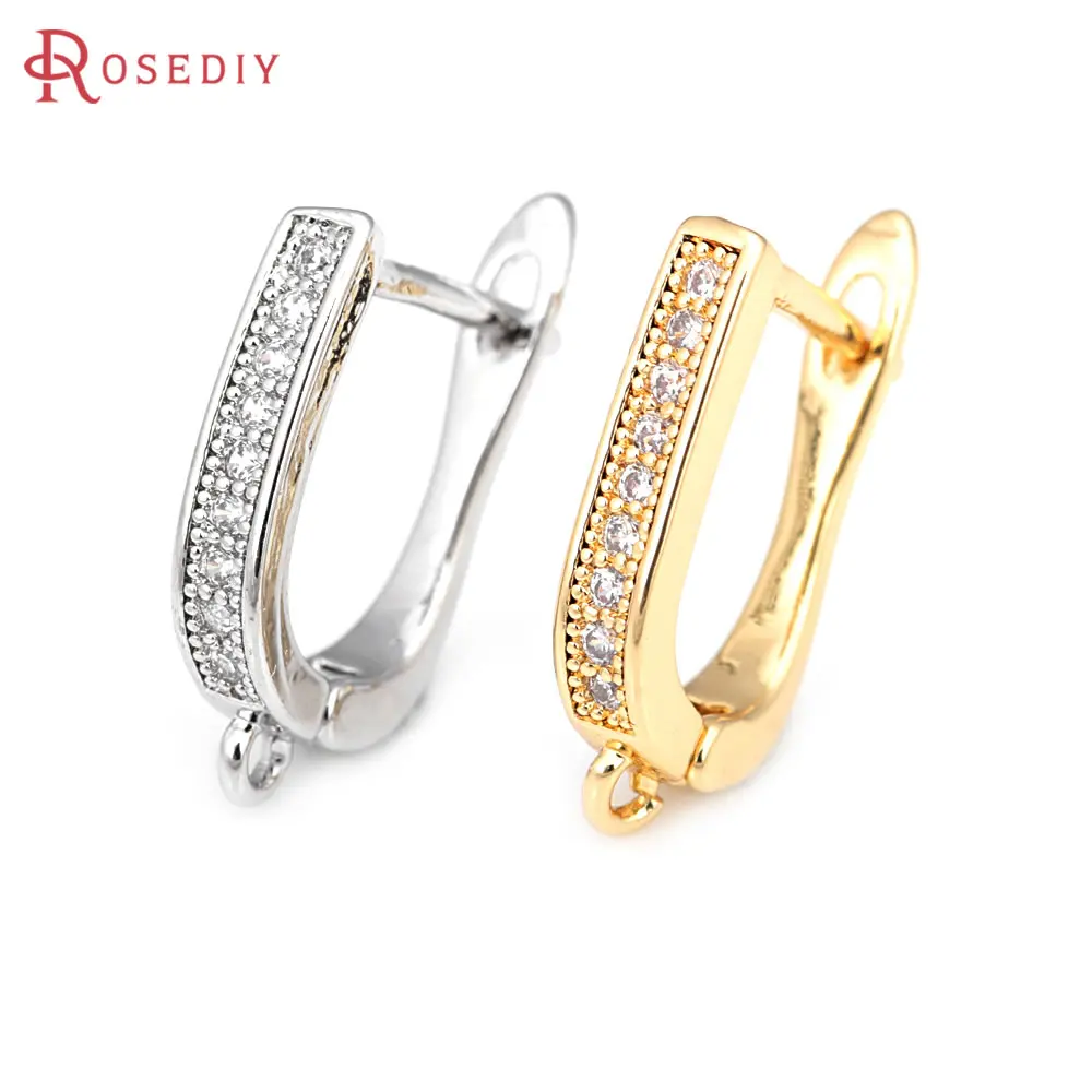 18K Gold Color Brass and Zircon with Stud Pin Earrings Hooks Clasps Diy Jewelry Making Supplies Earrings Accessories for Women