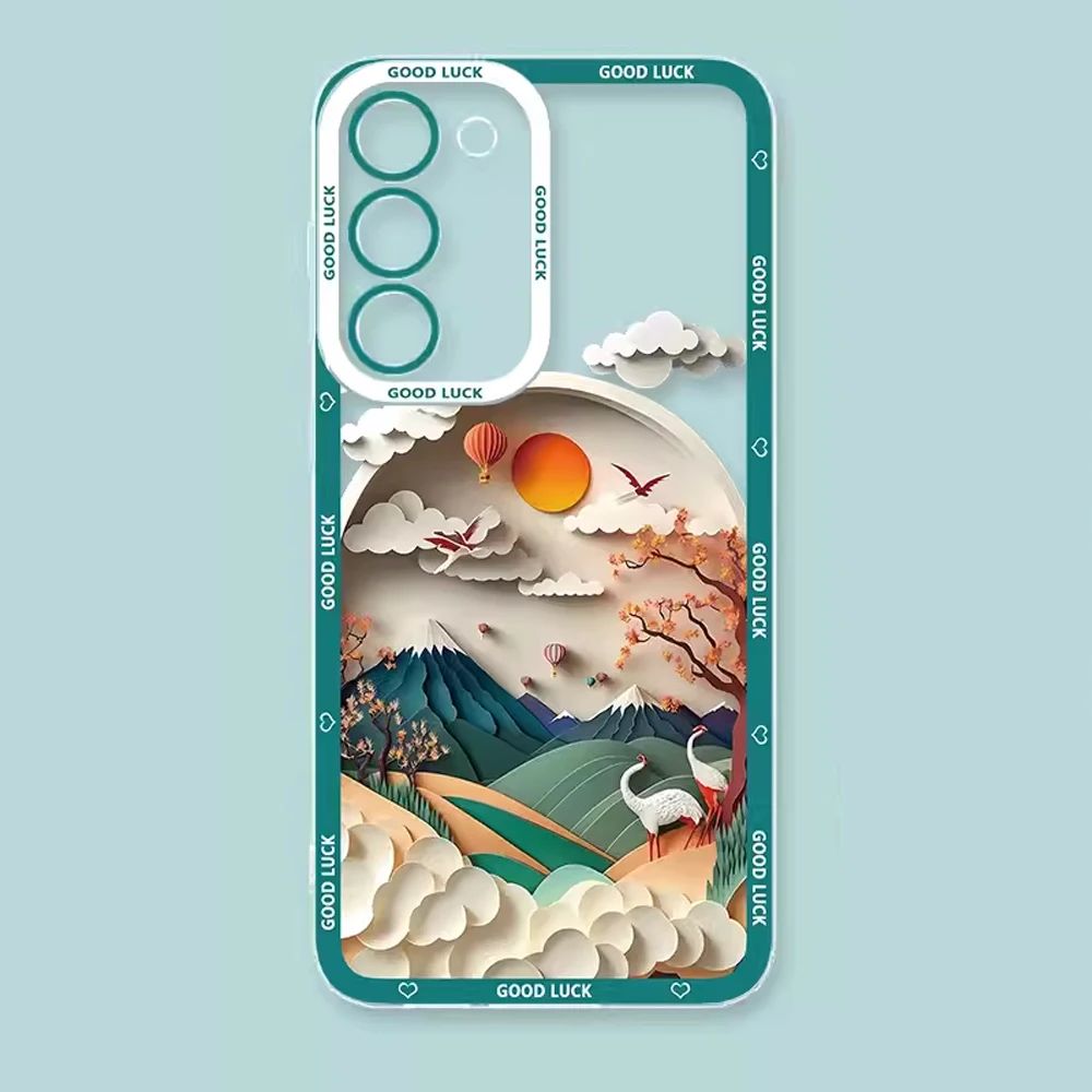 Creative Mountains Landscape Scenery Phone Case for Samsung Galaxy A55 A54 A53 A51 A70 A32 A31 A13 4G 5G Clear Cover Fundas Skin