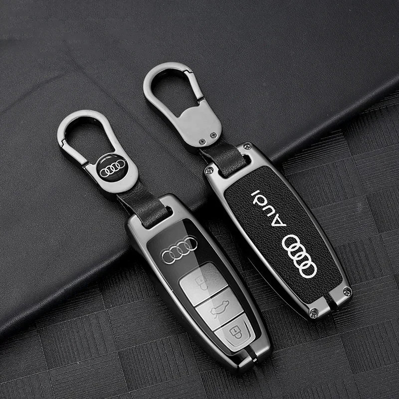 Alloy Car Remote Key Case Cover Shell Fob for Audi A3 A4 B9 A6 A7 4K A8 E-tron Q5 Q8 C8 D5 SQ8 Protection Keychain Accessories