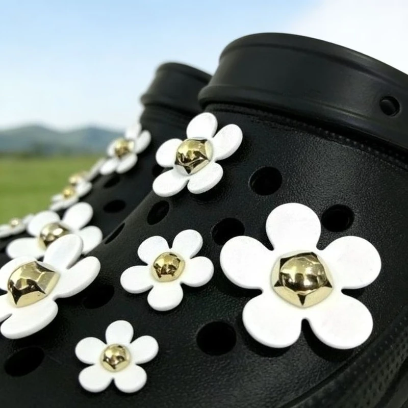 Best Selling Hole Shoes Charms Ready To Put on White Daisy Sunflower Combination Suit Shoe Buckle Girlish Shoes Accessories 2026